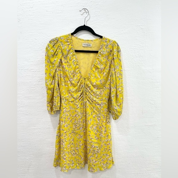 Nicholas Danni Floral Front Tie Mini Dress - Picture 2 of 8